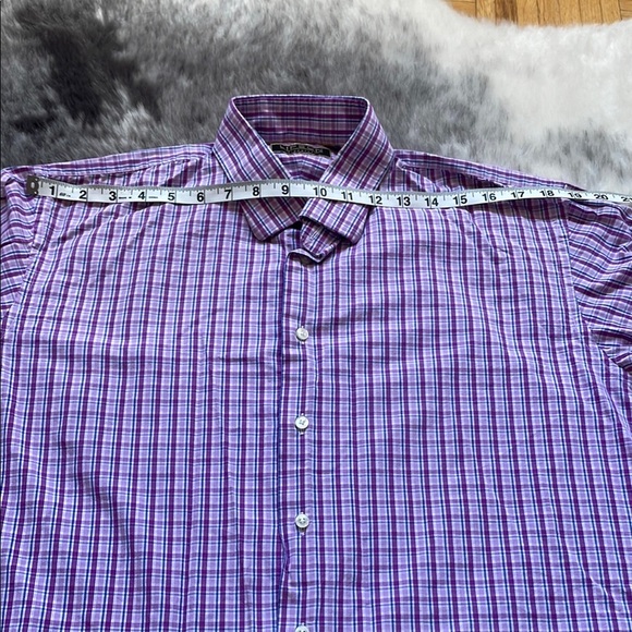 Purple Checkered Men's Shirt - Picture 11 of 12